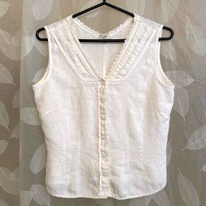 J Jill sleeveless white linen top